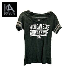 Michigan State Spartans‎ Distressed Vintage Style Graphic Print Game T-Shirt